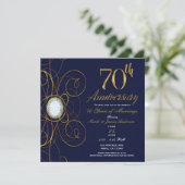 Blue Sapphire & Gold Diamond 70 Jahre Einladung (Stehend Vorderseite)