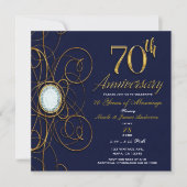Blue Sapphire & Gold Diamond 70 Jahre Einladung (Vorderseite)