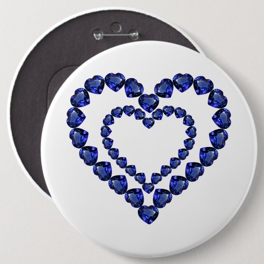 Blue Sapphire Heart Button (Vorne & Hinten)