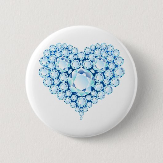 Blue Sapphire Heart Gems Button (Vorderseite)