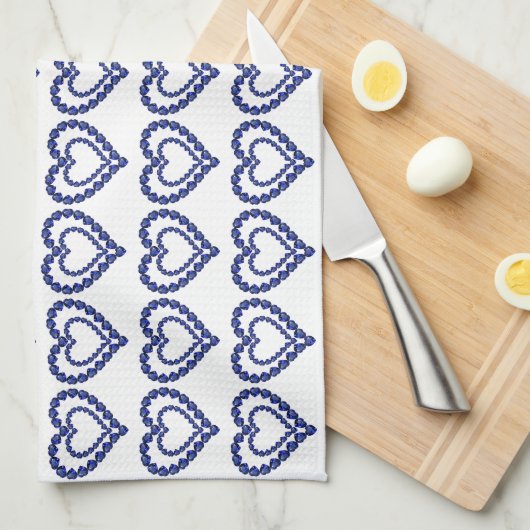Blue Sapphire Heart Geschirrtuch (Viertel Falte)