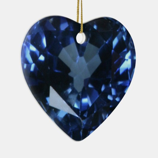 Blue Sapphire Heart Keramikornament (Rechts)