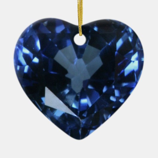 Blue Sapphire Heart Keramikornament (Vorne)