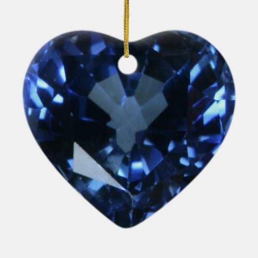 Blue Sapphire Heart Keramikornament (Hinten)