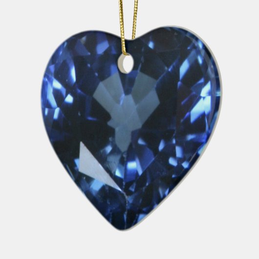 Blue Sapphire Heart Keramikornament (Links)