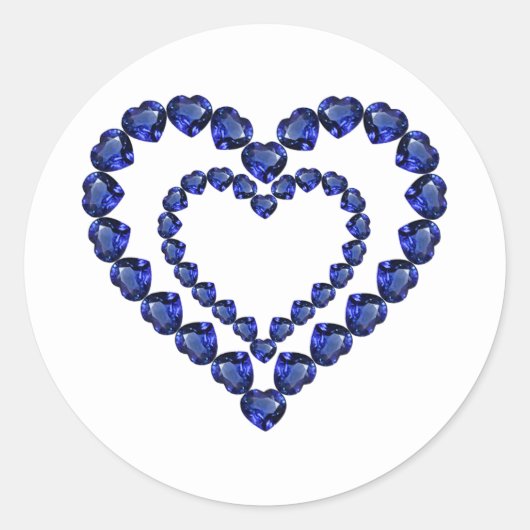 Blue Sapphire Heart Runder Aufkleber (Vorderseite)