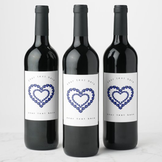 Blue Sapphire Heart Weinetikett (Flaschen)