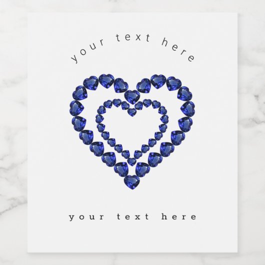 Blue Sapphire Heart Weinetikett (Einzelnes Label)