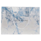 Blue Sapphire Marble Metallic Geschenk Grau Silver Große Geschenktüte (Rückseite)