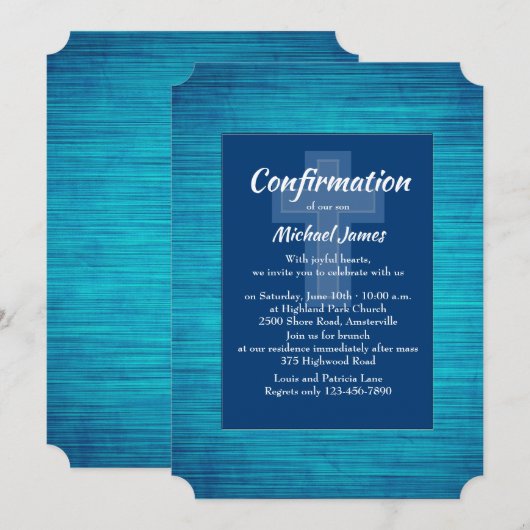 Blue Sapphire Religiöse Einladung (Vorne/Hinten)