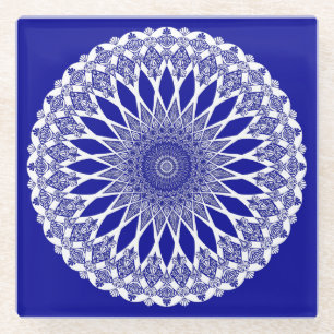 Blue Sapphire Tristyns Mandala Glasuntersetzer