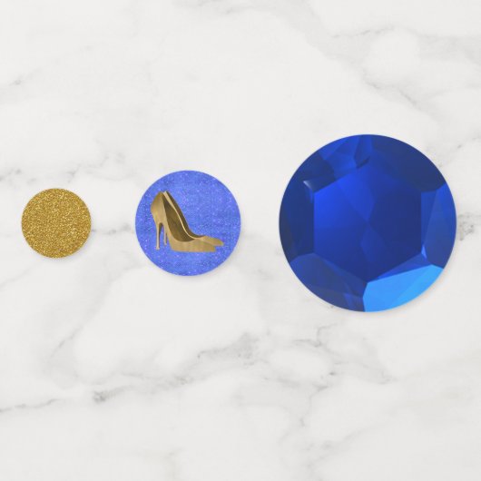 Blue Sapphire und Gold Custom Quinceanera Confetti Konfetti (Rückseiten)