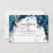 Blue Sapphire Watercolor Geode BarefootBride™ Einladung (Vorderseite)