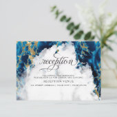 Blue Sapphire Watercolor Geode BarefootBride™ Einladung (Stehend Vorderseite)