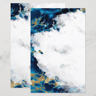 Blue Sapphire Watercolor Geode Blank Stationery