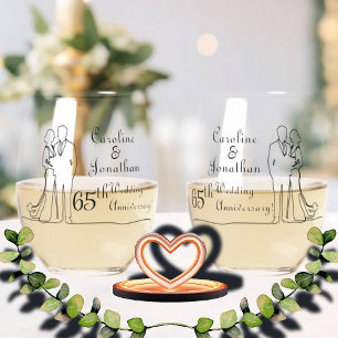 Blue Sapphire Wedding Line Art Couple Weinglas Ohne Stiel
