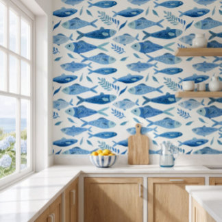 Blue Sardines Coastal  Tapete