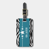 Blue Sassy Star Zebra Gepäcktag Gepäckanhänger (Vorderseite vertikal)