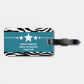Blue Sassy Star Zebra Gepäcktag Gepäckanhänger (Rückseite horizontal)