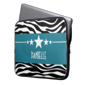 Blue Sassy Star Zebra Laptop Sleeve (Vorderseite Links)