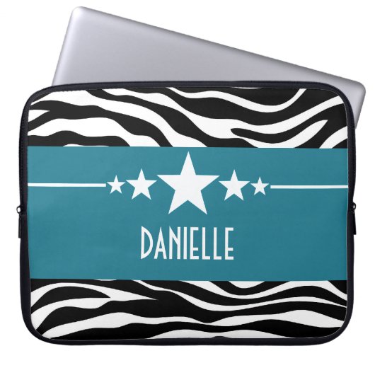 Blue Sassy Star Zebra Laptop Sleeve (Vorderseite)