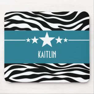 Blue Sassy Star Zebra Mousepad
