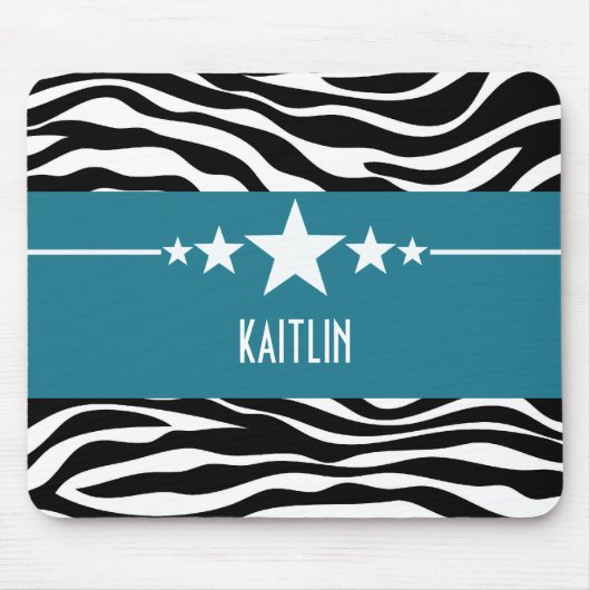 Blue Sassy Star Zebra Mousepad (Vorne)
