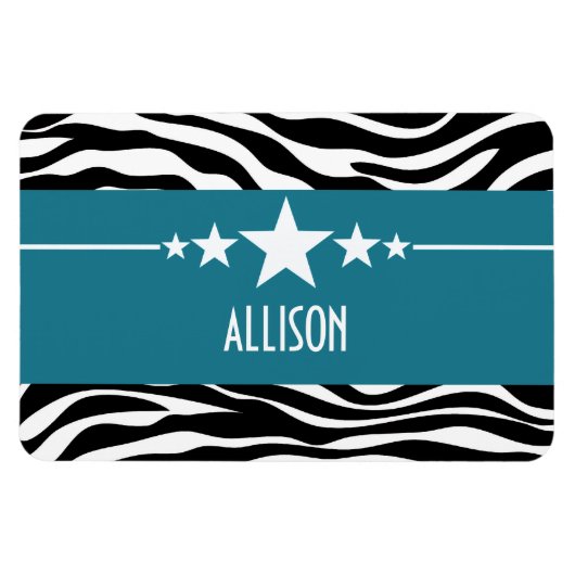 Blue Sassy Star Zebra Premium Magnet (Horizontal)