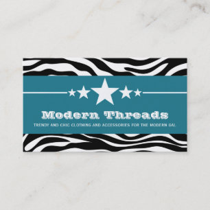 Blue Sassy Star Zebra Print Business Card Visitenkarte