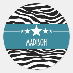 Blue Sassy Star Zebra Stickers