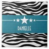 Blue Sassy Star Zebra Tile Fliese (Vorderseite)