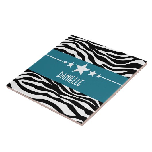 Blue Sassy Star Zebra Tile Fliese (Seite)