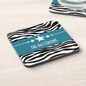 Blue Sassy Star Zebra Untersetzer Set (Linke Seite)