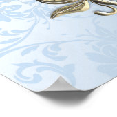 Blue Satin Gold Metallic Rahmen Hochzeitsgrüßen Poster (Ecke)