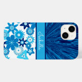 Blue Satin in Blume Monogramm Case-Mate iPhone Hülle (Rückseite (Horizontal))