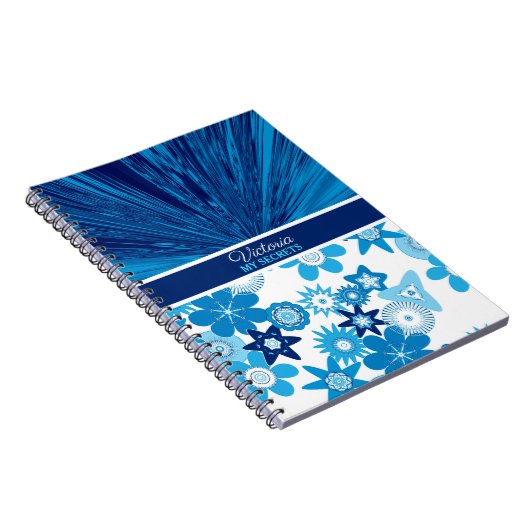 Blue Satin in Blume Personalisiert Journal Notizblock (Rechte Seite)