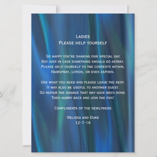 Blue Satin Look Wedding Basket Sign Einladung (Vorderseite)