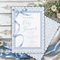 Blue Satin Ribbon Elegant Baby Boy Dusche