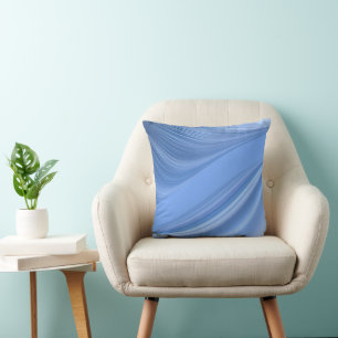 Blue Satin Waves Pillow Kissen