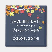 Blue Save the Date Maple Leaf Hochzeit im Herbst M Magnet (Vorne)