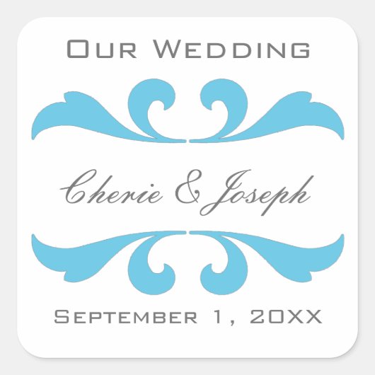 Blue Save the Date Stickers und Siegel (Vorderseite)