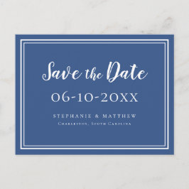 Blue Save the Date Template Wedding Simple Modern Ankündigungspostkarte