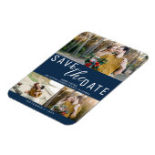 Blue Save the Date Wedding 3 Fotos Magnet (Linke Seite)