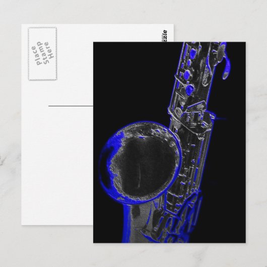 Blue Sax Postkarte (Vorne/Hinten)