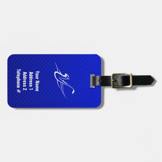 Blue Saxophon Gepäckanhänger (Vorderseite horizontal)