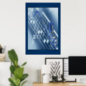 Blue Saxophon Print Poster (Heimbüro)