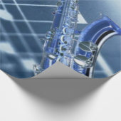 Blue Saxophon Wrapping Paper Geschenkpapier (Ecke)