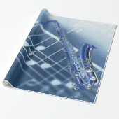 Blue Saxophon Wrapping Paper Geschenkpapier (Ungerollt)