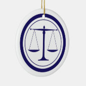 Blue Scales of Justice Silhouette Keramik Ornament (Rechts)
