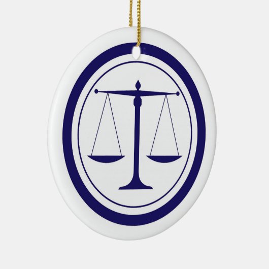 Blue Scales of Justice Silhouette Keramik Ornament (Rechts)